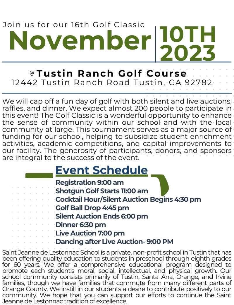 Join us for the 2023 Golf Classic on November 16th